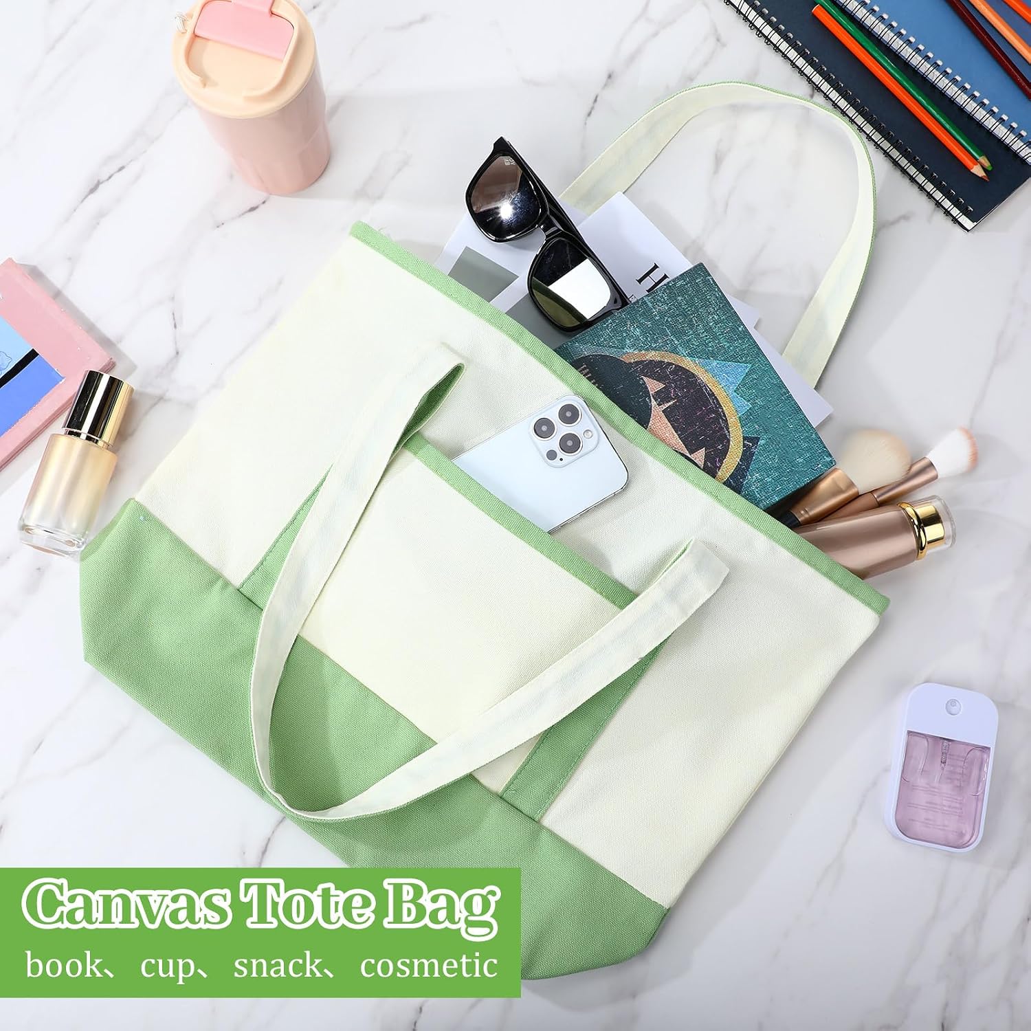 12-Pack Assorted Canvas Tote Bags