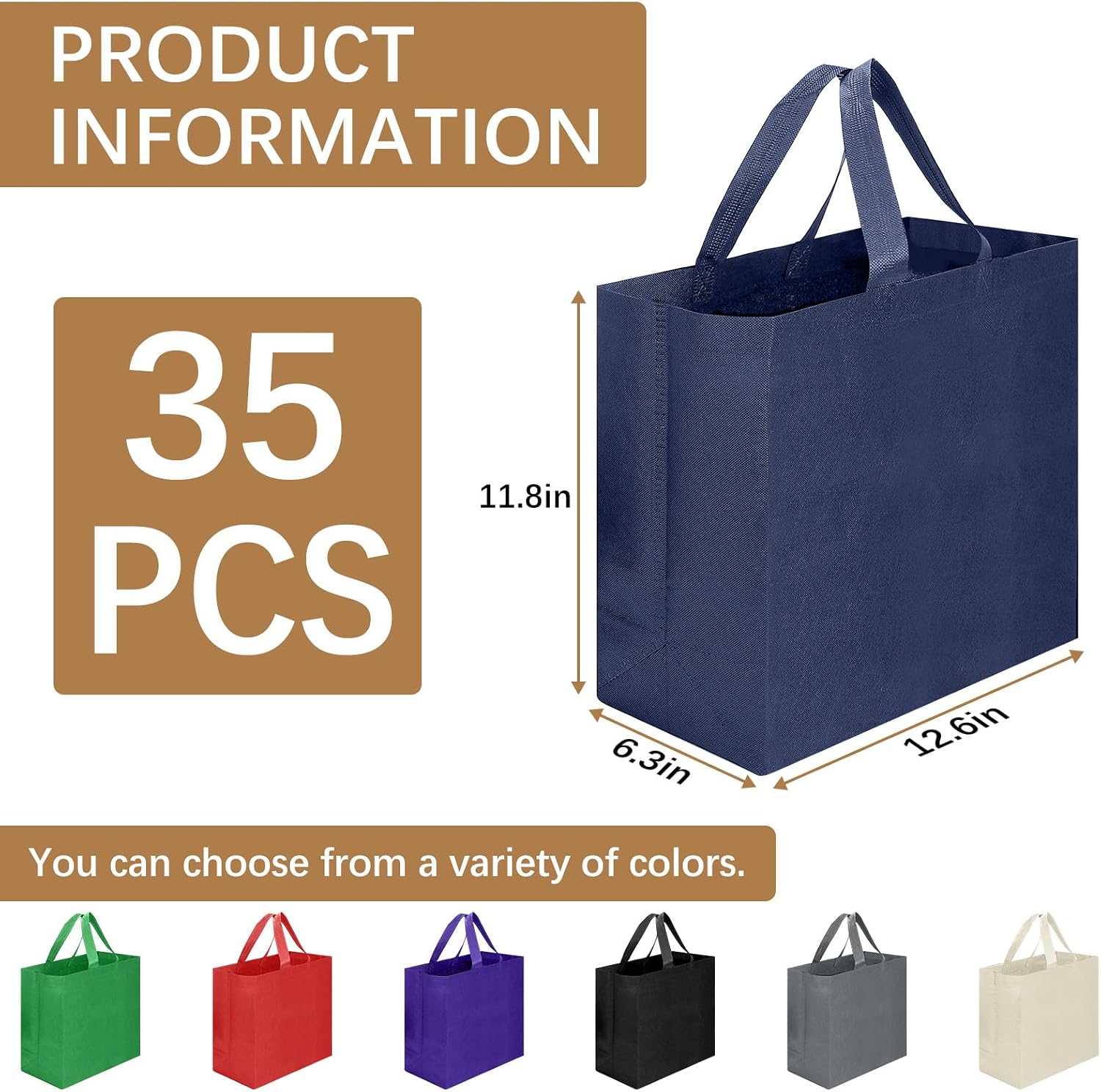 35-Pack Navy Non-woven Totes