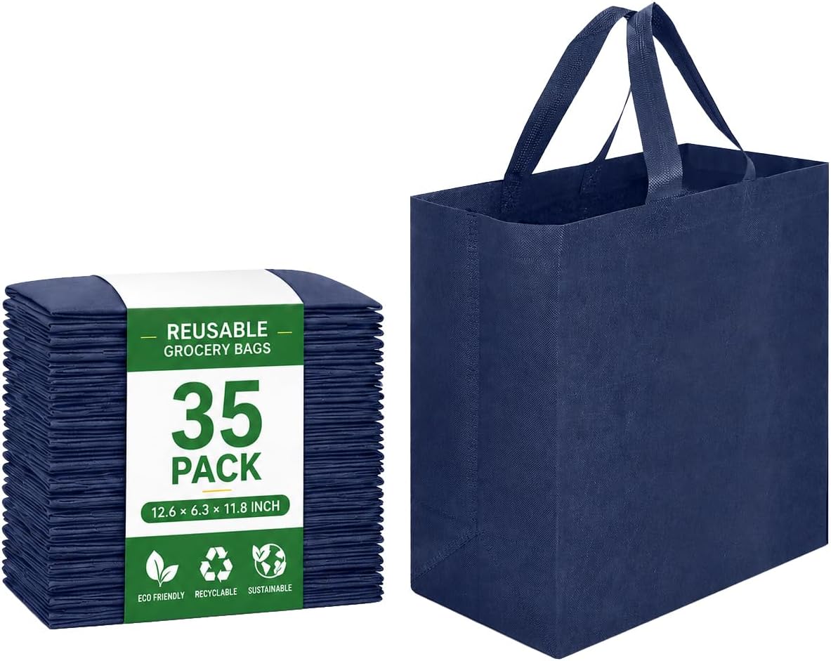 35-Pack Navy Non-woven Totes