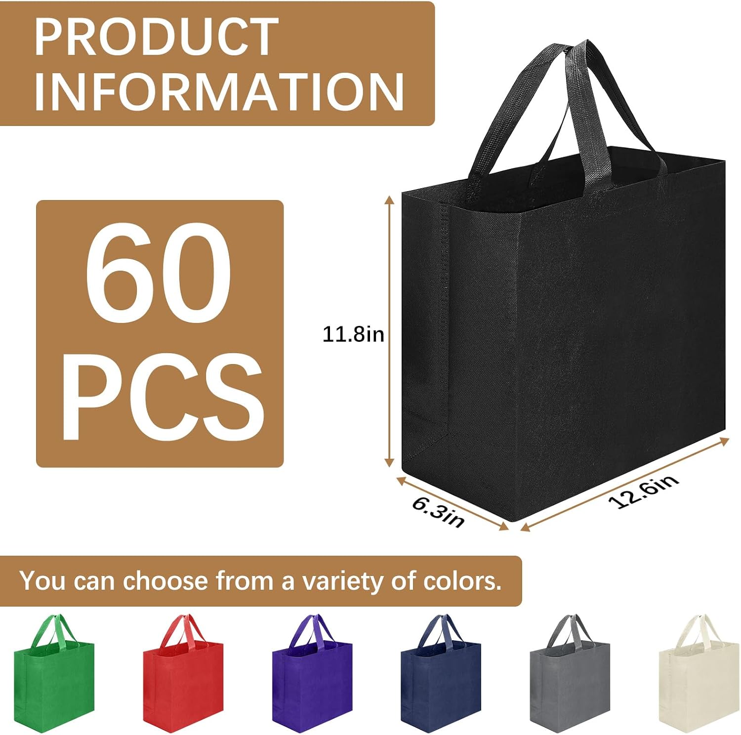60-Count Black Non-woven Utility Bags