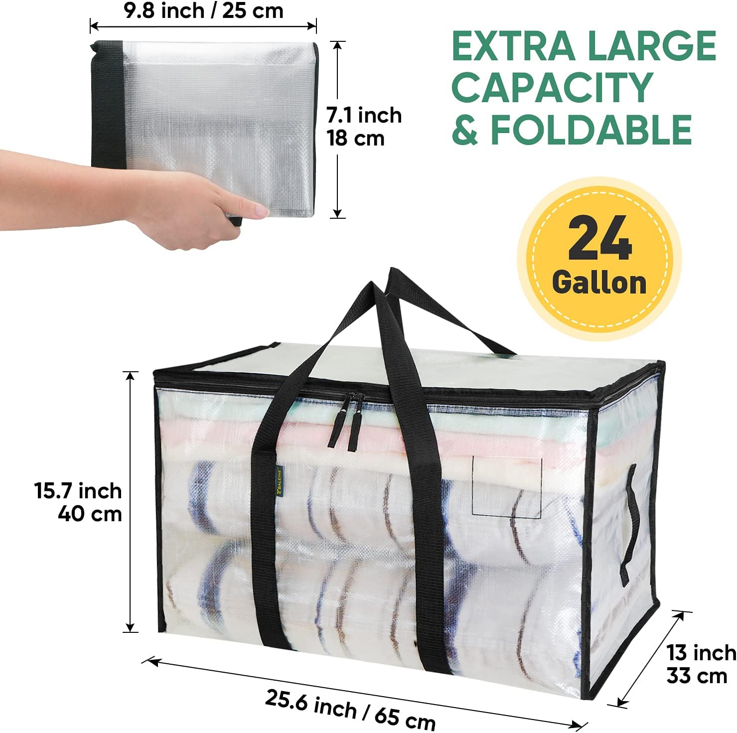 8-Pack Clear Storage Bags with Handles