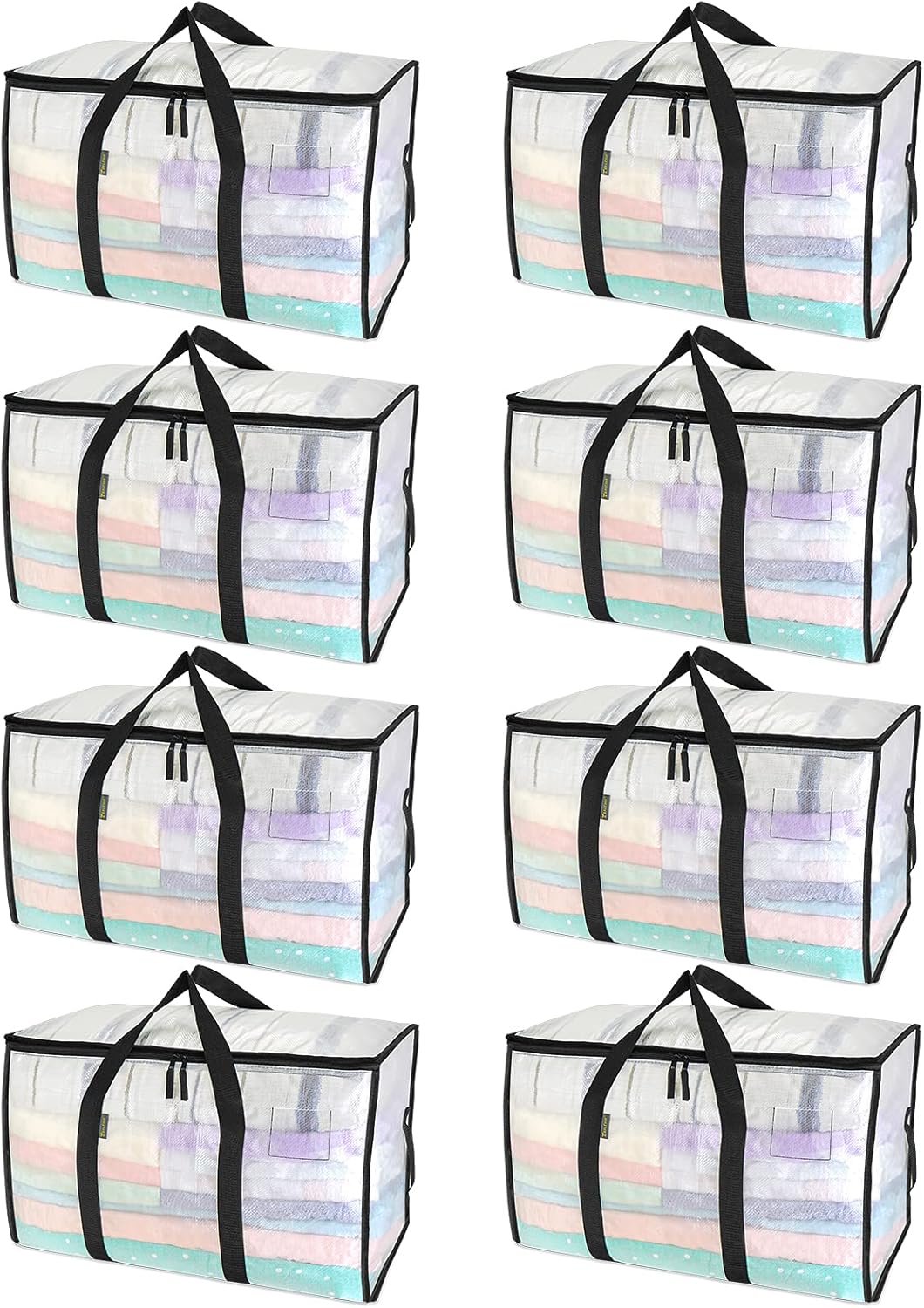 8-Pack Clear Storage Bags with Handles