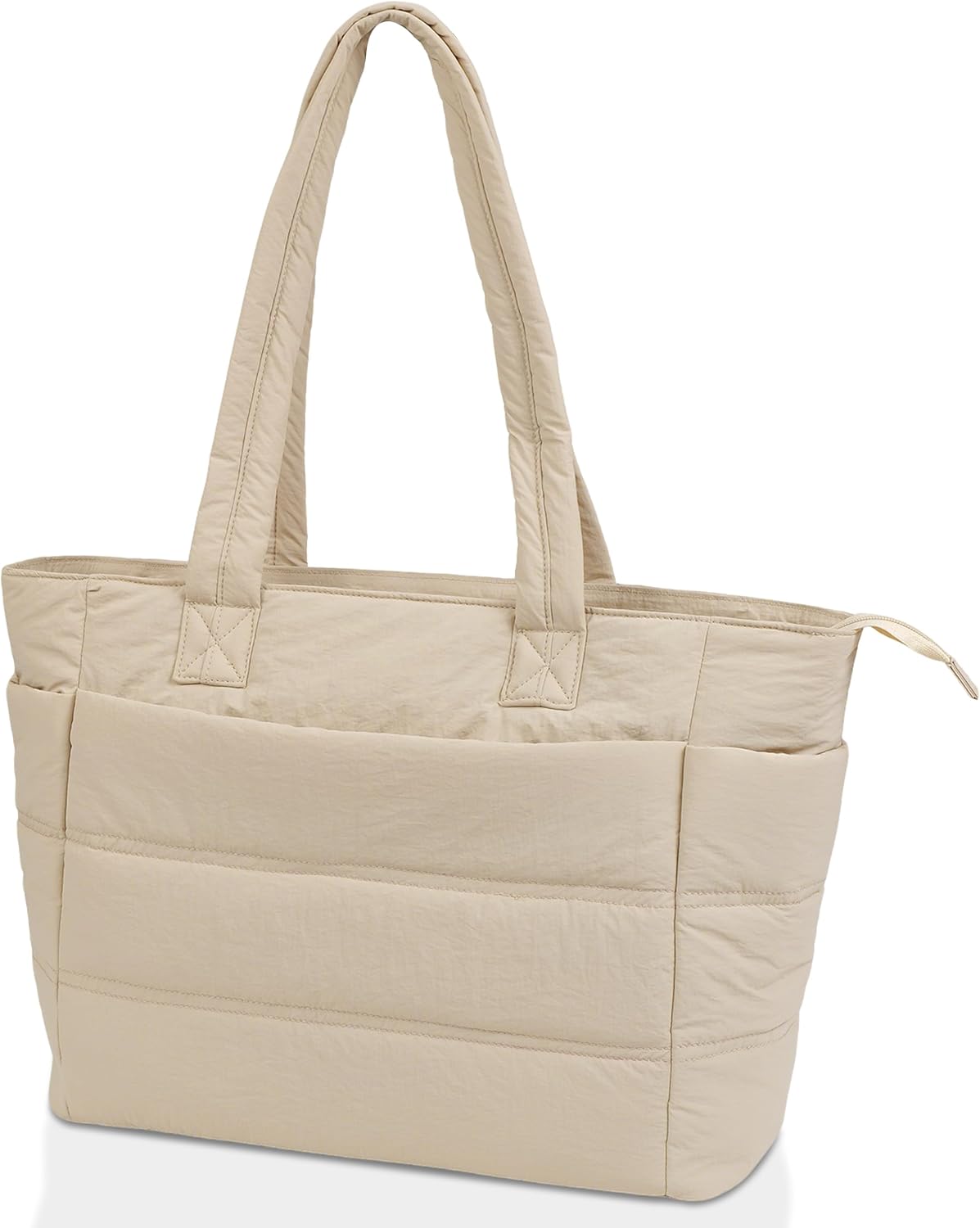 Cream Padded Shoulder Tote