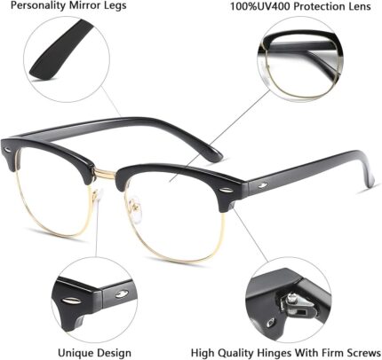 Black and Gold Browline Frames