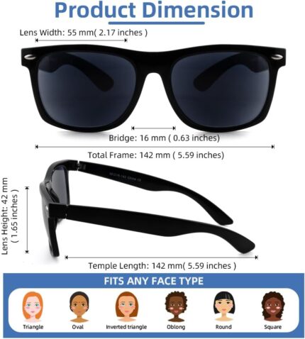 Classic Black Square Reading Sunglasses