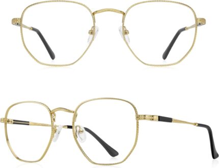 Textured Gold Geometric Reading Glasses