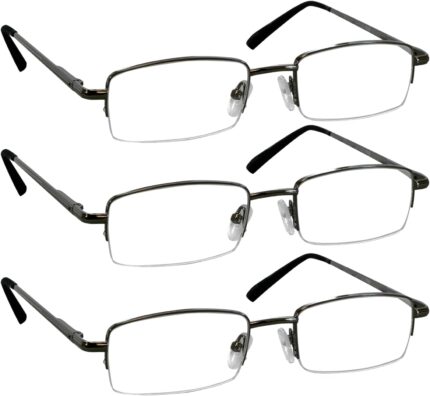 3 Pack Gunmetal Half-Rim Readers