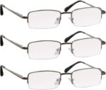 3 Pack Gunmetal Half-Rim Readers