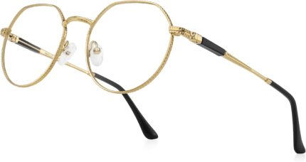 Hexagonal Gold Metal Reading Glasses