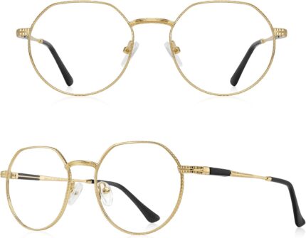 Hexagonal Gold Metal Reading Glasses