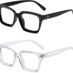 2 Pack Oversized Square Clear Frames