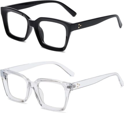 2 Pack Oversized Square Clear Frames
