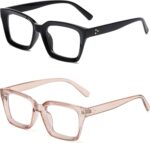 2 Pack Oversized Square Clear Frames