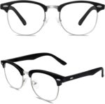 Black Silver Browline Clear Frames