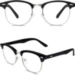 Black Silver Browline Clear Frames
