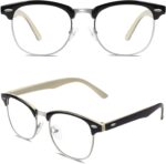 Black Silver Browline Clear Frames