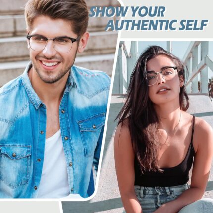 Black Silver Browline Clear Frames