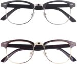 Black Silver Browline Clear Frames