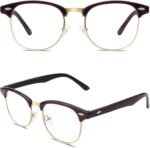 Black Silver Browline Clear Frames