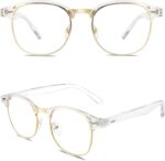 Black Silver Browline Clear Frames