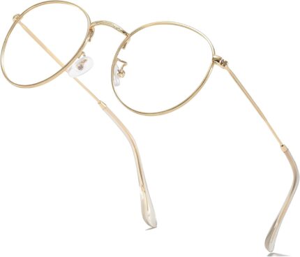 Gold Metal Round Clear Frames
