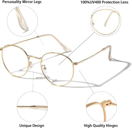 Gold Metal Round Clear Frames