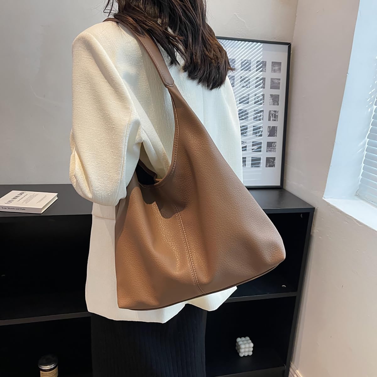 Slouchy Faux Leather Hobo Bag