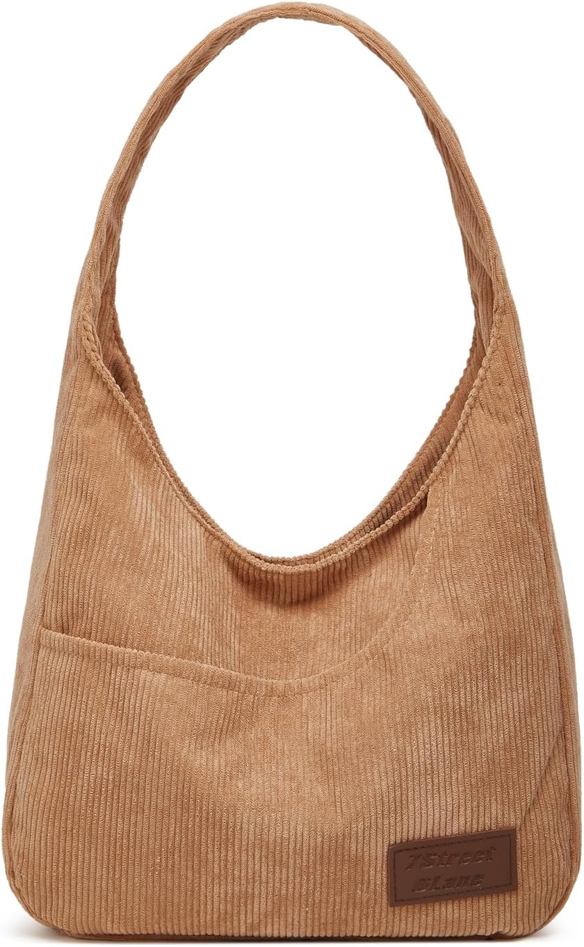 Tan Corduroy Slouchy Shoulder Bag