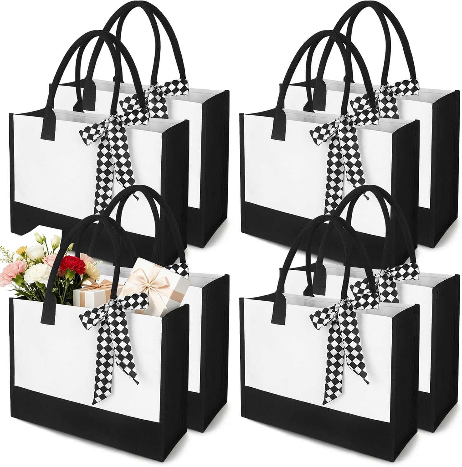 Waterproof Canvas Tote Bag with Ribbon